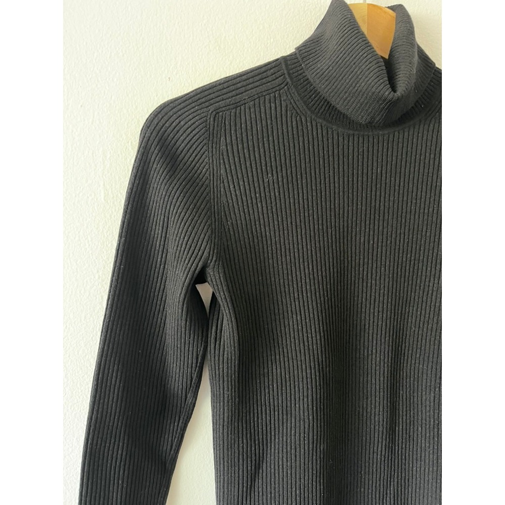 Everlane Ribbed Knit Turtleneck Sweater Wool Blend Black size large - Picture 4 of 12